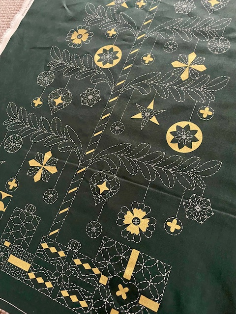 Tree Stitchery Panel - Green and Gold