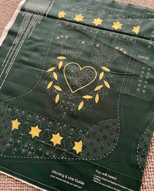 Stockings Stitchery Panel - Green and Gold