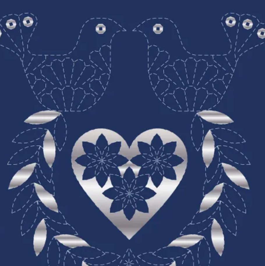 Stockings Stitchery Panel - Navy and Silver