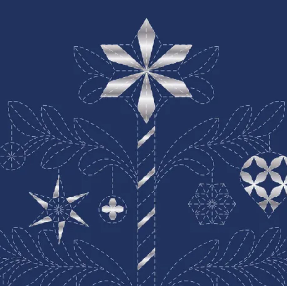 Tree Stitchery Panel - Navy and Silver
